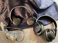 All three items: Sony headphones, Mpow headphones, zebra handset