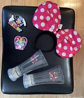 Group shot of two LED tumblers, Minnie ears headband, two magnets