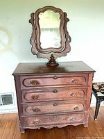 Front view of dresser with mirror attached