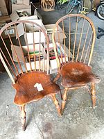 Two spindle-back side chairs viewed from above