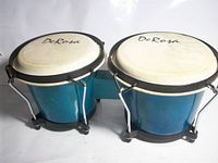 Overall view of blue DeRosa bongos set