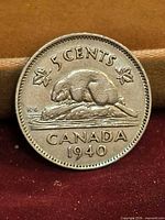 Reverse side showing beaver design, denomination, country name and date 1940