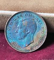 Obverse showing King George VI portrait with blue toning