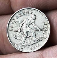 Obverse with blacksmith, LETZEBURG and 1959