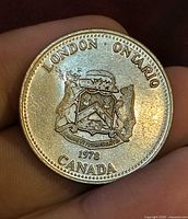 Obverse with London Ontario coat of arms and 1978 date