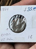 Front of 2x2 flip showing obverse of 1864 Indian Head cent