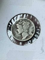 Obverse of 1936 Mercury dime in 2x2 flip