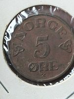 Reverse side showing NORGE 5 ØRE legend