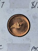 reverse of 1967 Canadian cent showing flying rock dove and denomination