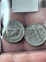 Both coins obverse and reverse visible inside plastic sleeve