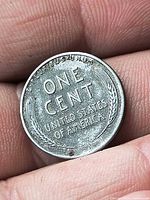 Reverse of 1943 steel cent showing ONE CENT and wheat ears