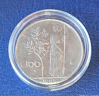 Reverse side showing Minerva with olive tree, denomination and date