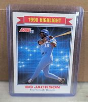 Front of Bo Jackson 1991 Score 1990 Highlight card in top loader