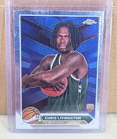 Front of Chris Livingston Topps Chrome rookie card in top loader