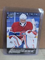 Front of Zachary Fucale Young Guns card in top loader