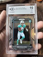 Front view of slabbed 2022 Panini Prizm Erik Ezukanma RC showing grade label and card image