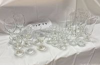 Group view of all stemware pieces displayed on table