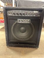 Front view of amplifier showing grille and Fender badge