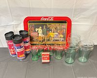Entire lot showing glasses, tumblers, tray, cards