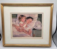 Front view of framed Mary Cassatt print showing artwork, frame and mat