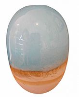 Front view showing blue to amber gradient oval vase