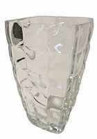 front view of clear faceted crystal vase