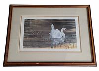 Front view of framed lithograph showing artwork, mat and frame