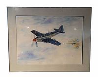 Full view of framed watercolor painting