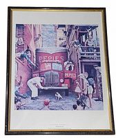Front view of framed Norman Rockwell Roadblock print