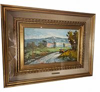 Front view of framed oil painting