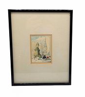 Front view of framed watercolor with mat and frame