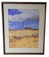Framed watercolor painting full view