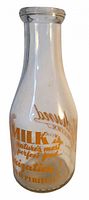 Front view of Swedlund Dairy milk bottle showing shape and graphics