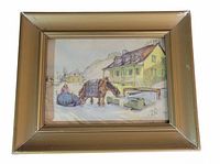 Front view of framed colour print