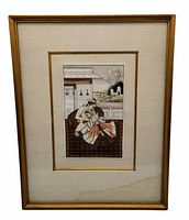 Full view of framed Mughal miniature painting