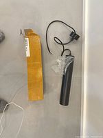 Pendant light fixture, box, cord and hardware overview