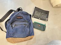 JanSport backpack, mesh pouch, pencil pouch overview