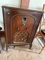 Full view of Majestic wooden floor radio cabinet