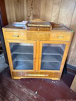 Full view of cabinet front and top features