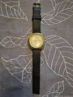 Full view of watch showing case, dial and strap