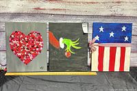 Front view showing all three 20x16 in canvas paintings