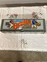 Top view of sealed 1990 Donruss Baseball Puzzle & Cards box