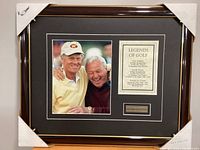 Front view of framed Legends of Golf photograph showing image, panel, nameplate and frame