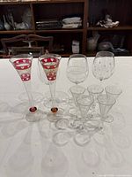 Front view of entire ten-piece glass set