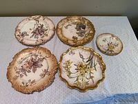 All five Royal Doulton Burslem plates laid out on table