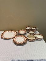 Entire tea and dessert set arranged on table