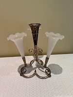 full view of epergne showing base and three vases