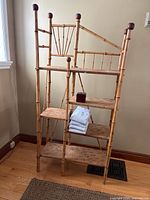 Full view of bamboo shelving unit