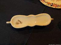 Divided cream ceramic relish dish with rooster motif