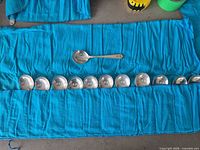 Full set of 12 spoons in blue felt roll